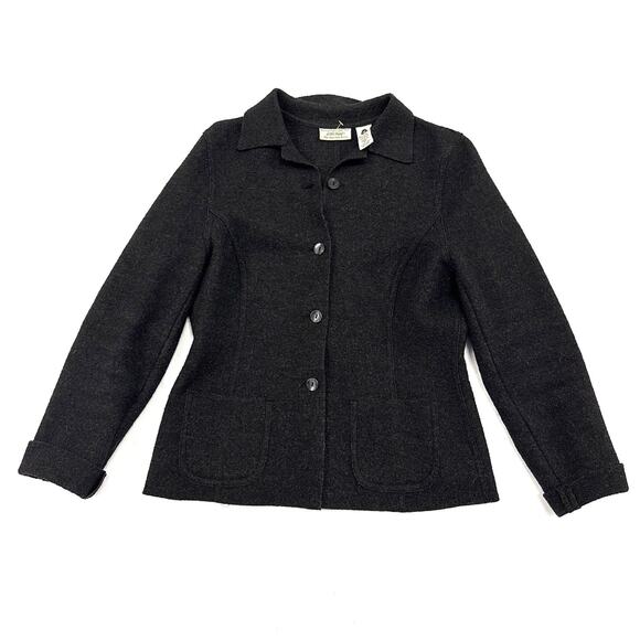 Lord & Taylor Heather Gray 6P Jacket Sweater Wool Blend Fitted Quiet Luxury - Picture 1 of 6